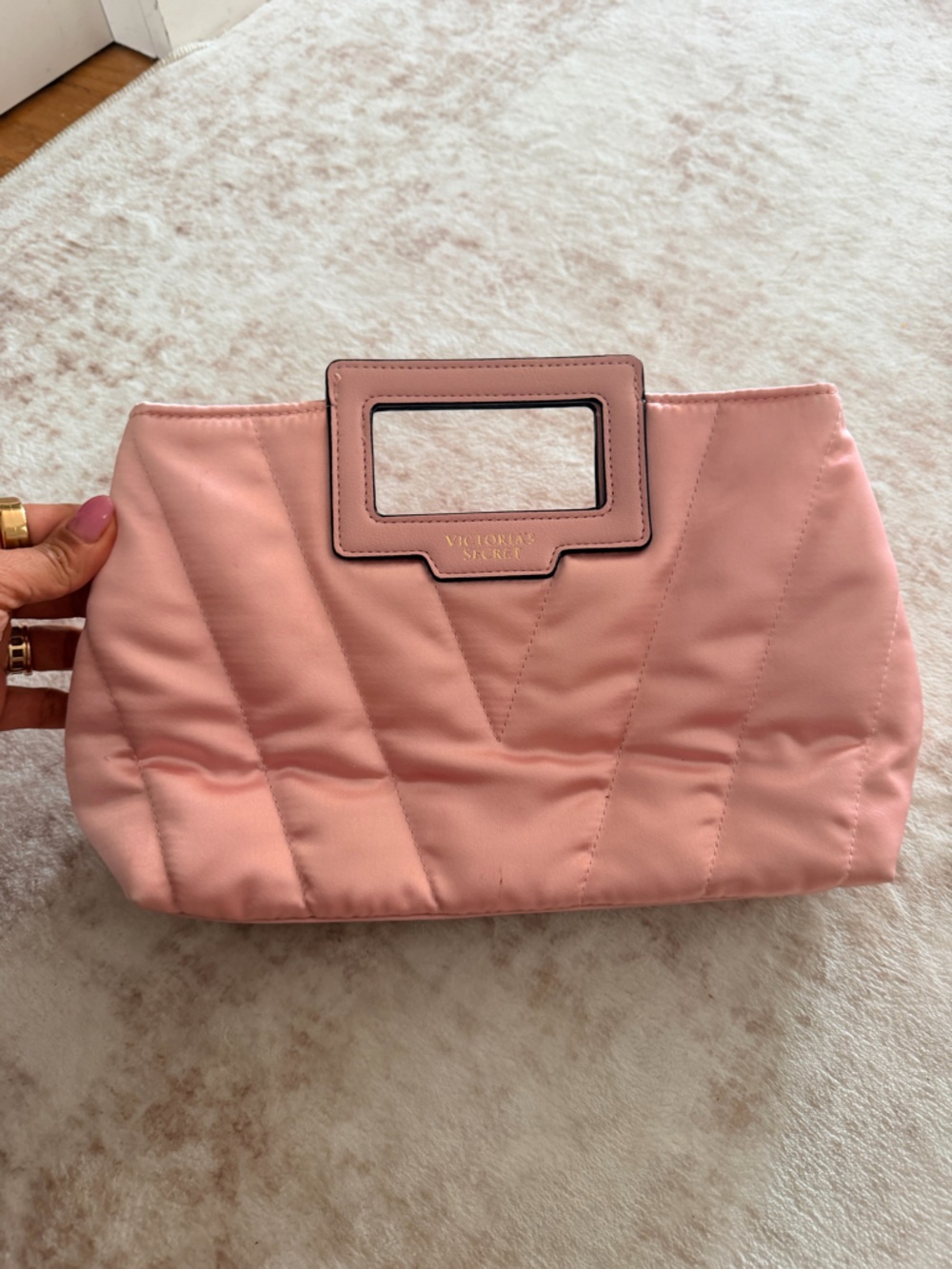 Victoria's Secret Blush Pink Quilted Handheld Clutch